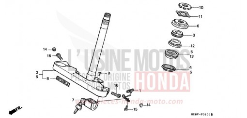 TIGE DE DIRECTION VT600CX de 1999